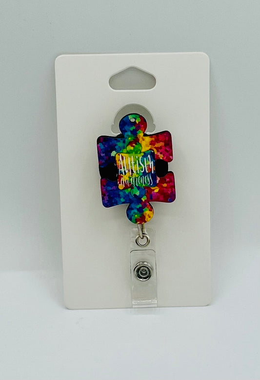 Puzzle Piece Shaped Sublimated Badge Reel