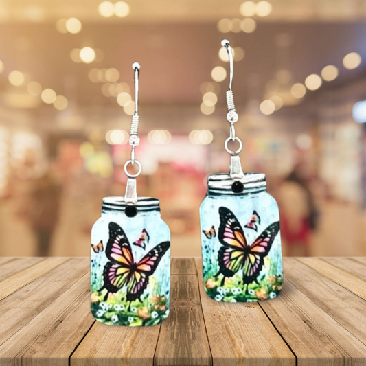 Mason Jar Shaped Sublimated Earrings 1 inch