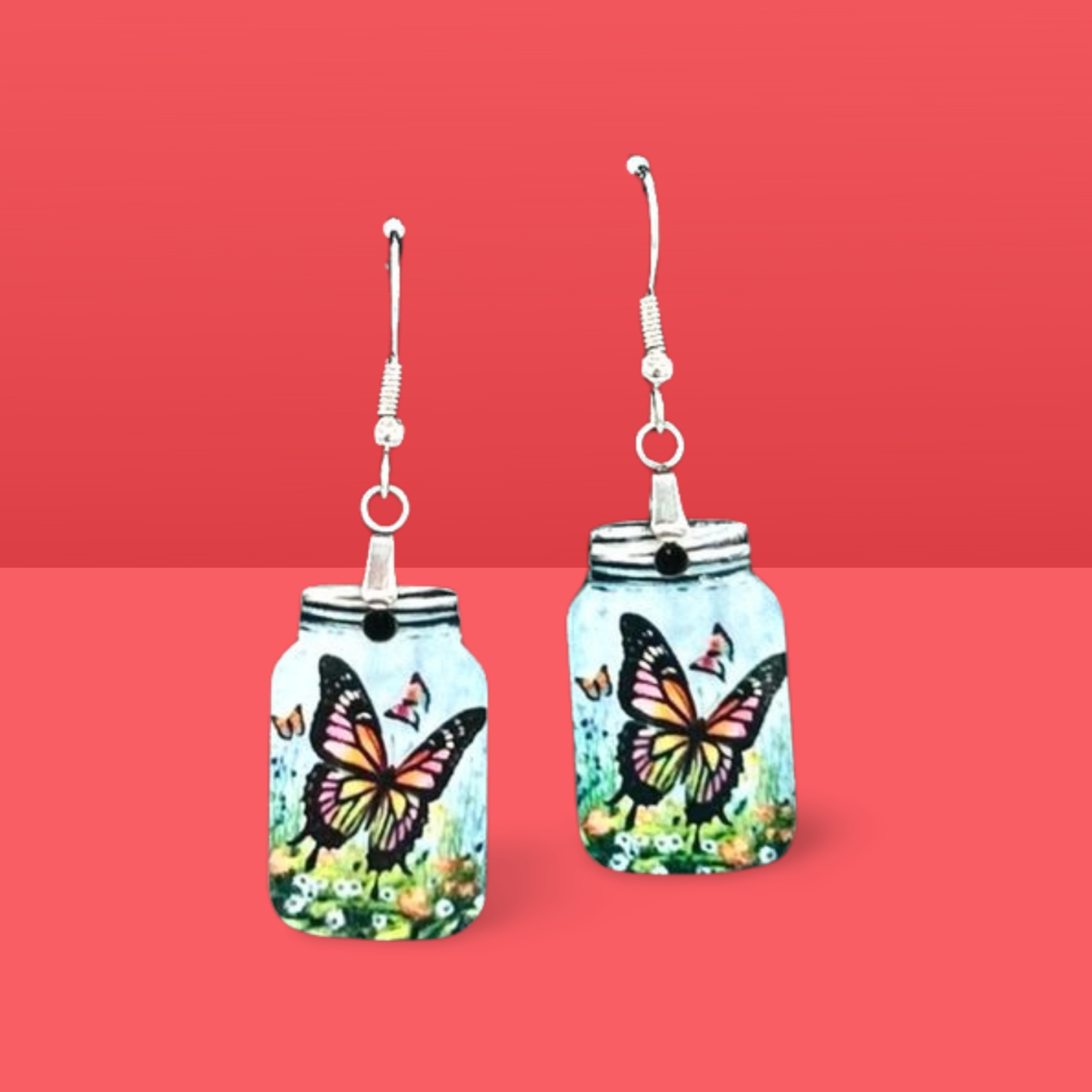 Mason Jar Shaped Sublimated Earrings 1 inch