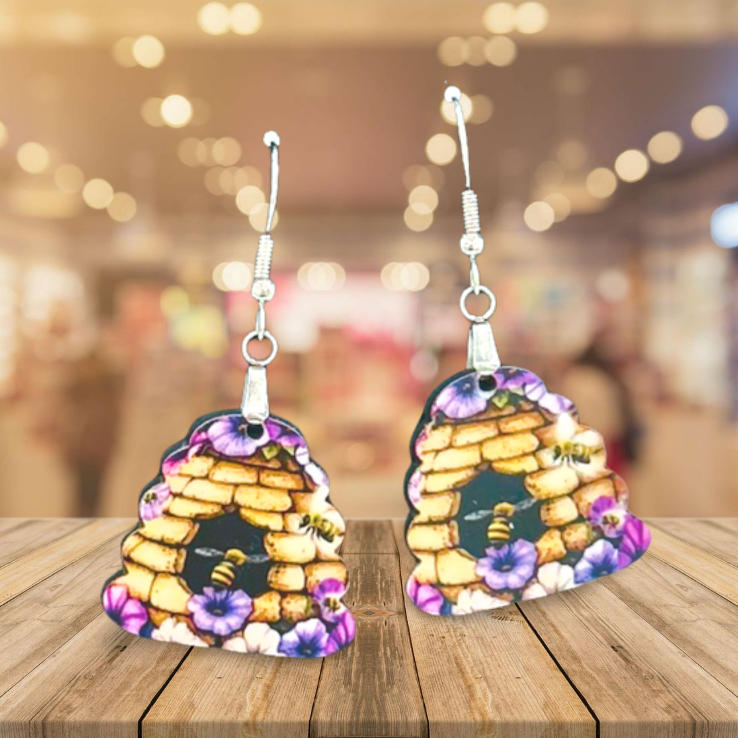Beehive Shaped Sublimated Earrings 1 inch