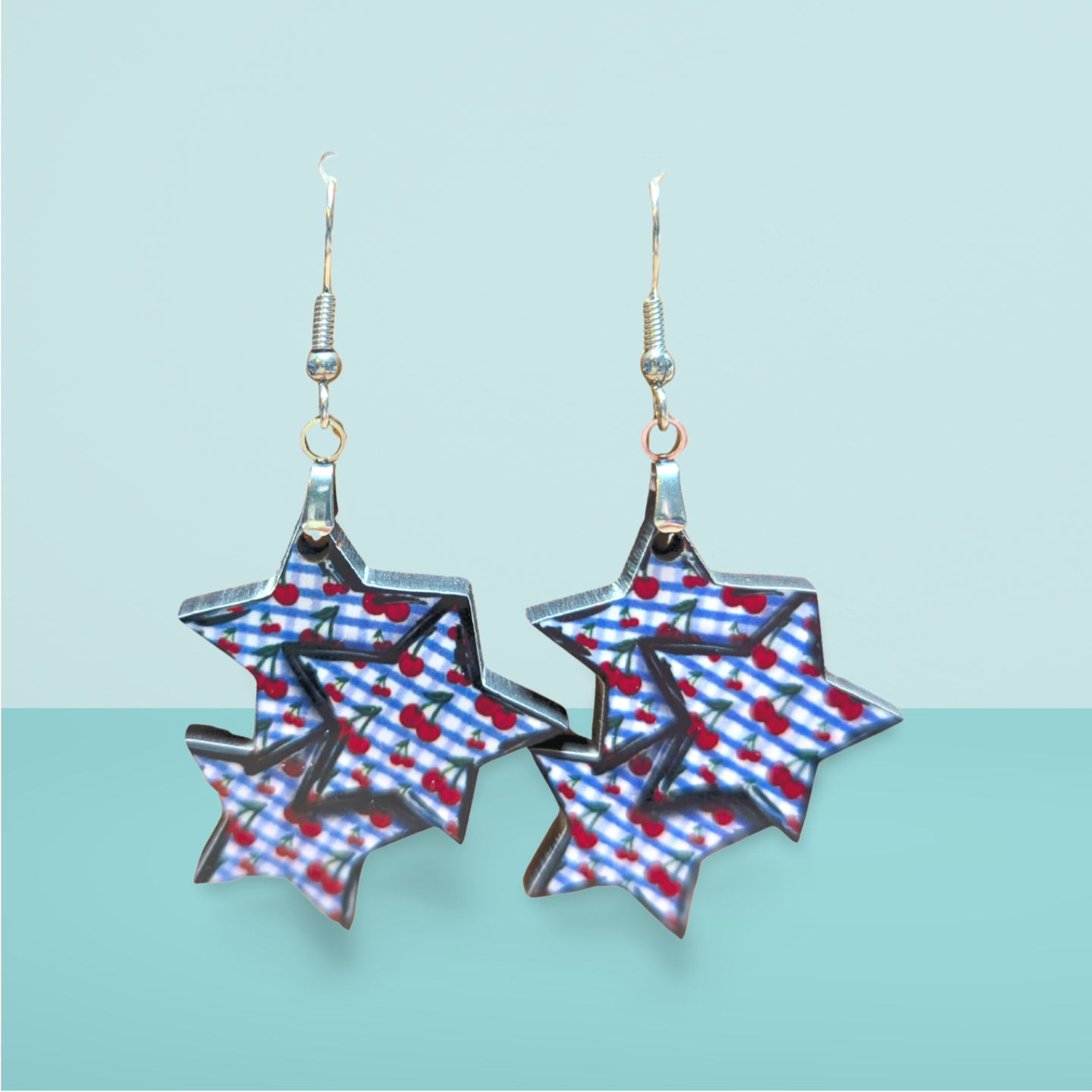 Triple Star Shaped Sublimated Earrings 1.5 in.