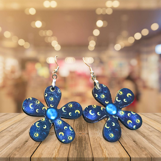 1 1/2 inch Hippie Flower Shaped Earrings