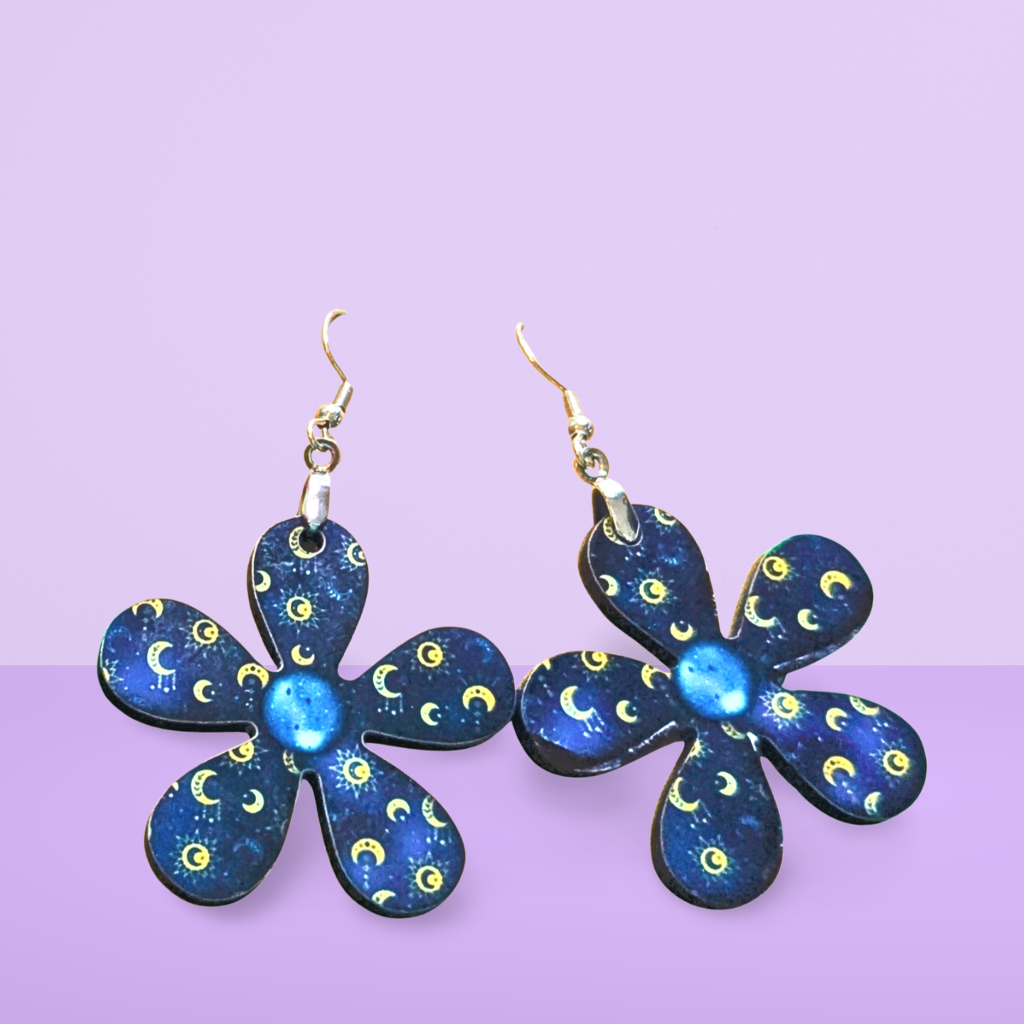 1 1/2 inch Hippie Flower Shaped Earrings