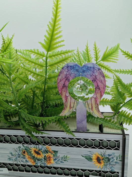 Acrylic Shaped Sublimated Garden Stake with hole and  crystal or Acrylic charm