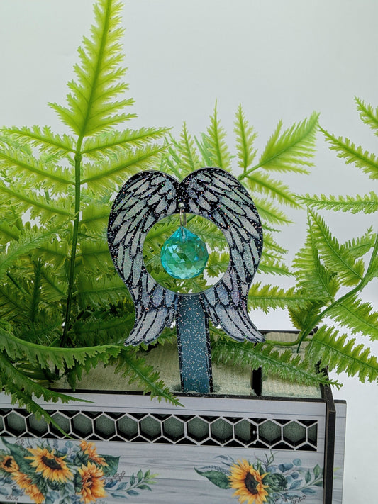 Acrylic Shaped Sublimated Garden Stake with hole and  crystal or Acrylic charm