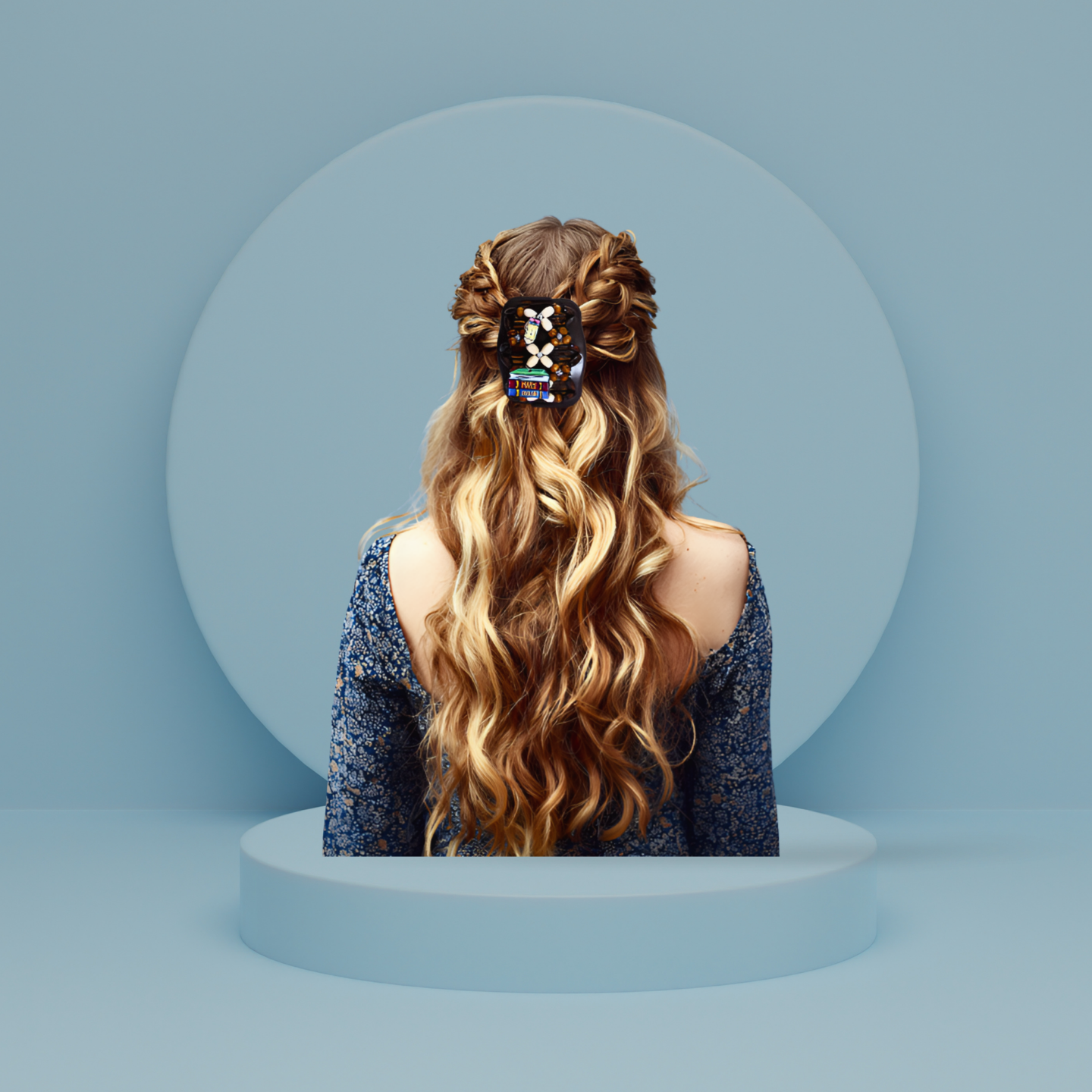 Double Comb Hair Clip With Sublimated Interchangeable Charms