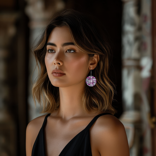 Acrylic Round Shaped Sublimated Earrings