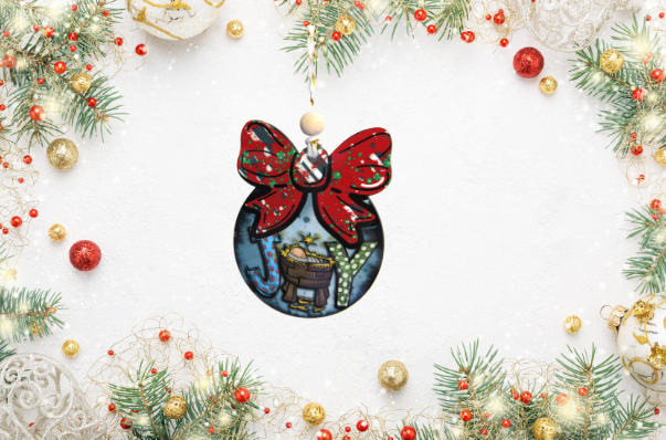 Ball with Bow Shaped Sublimated Ornament