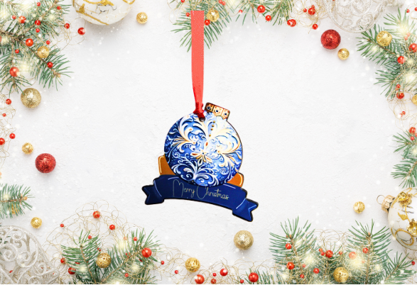 Christmas Bulb with Ribbon Shaped Sublimated Ornament