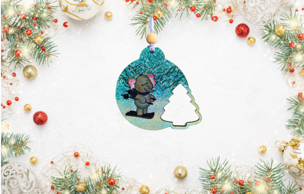 Round Bulb with Tree Shaped Sublimated Ornament