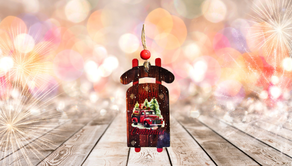 Sled Shaped Sublimated Ornament