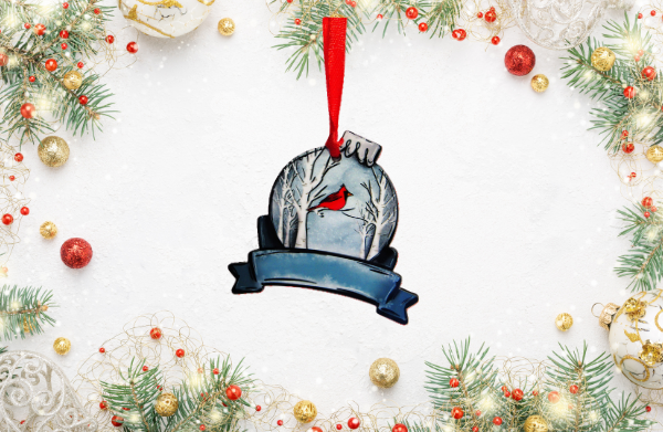 Christmas Bulb with Ribbon Shaped Sublimated Ornament