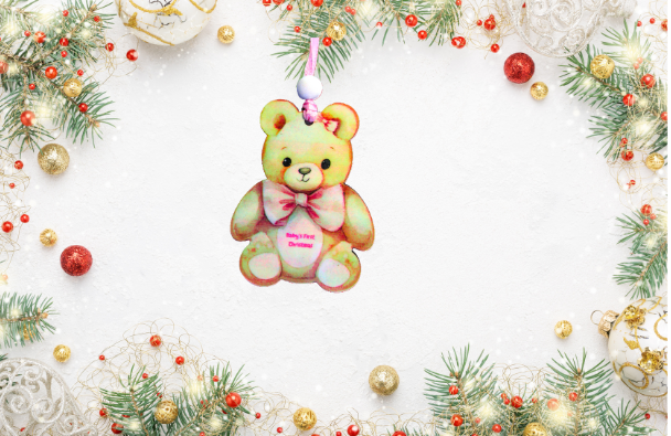 Teddy Bear Shaped Sublimated Ornament
