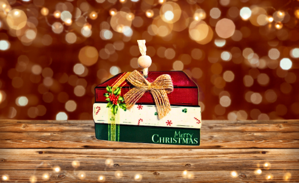 Stacked Book Shaped Sublimated Ornament