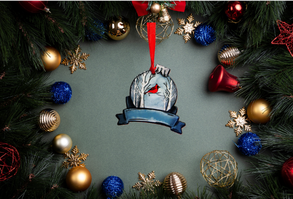 Christmas Bulb with Ribbon Shaped Sublimated Ornament