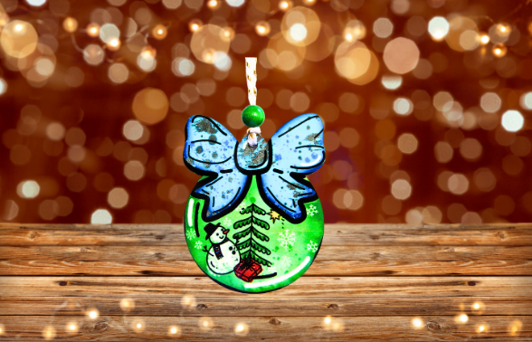 Ball with Bow Shaped Sublimated Ornament