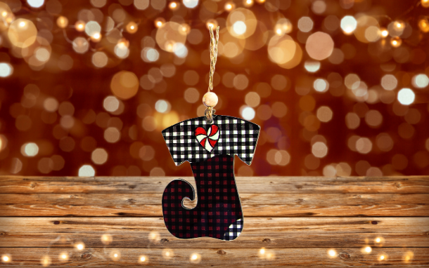 Elf Stocking Shaped Sublimated Ornament