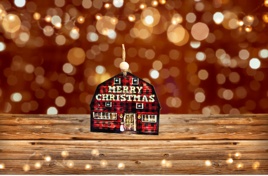 Barn Shaped Sublimated Ornament