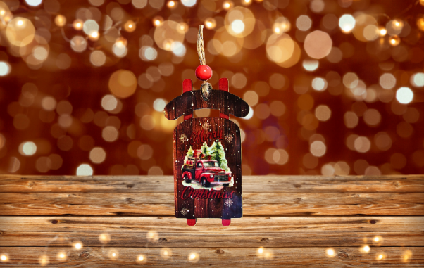 Sled Shaped Sublimated Ornament