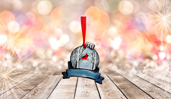 Christmas Bulb with Ribbon Shaped Sublimated Ornament