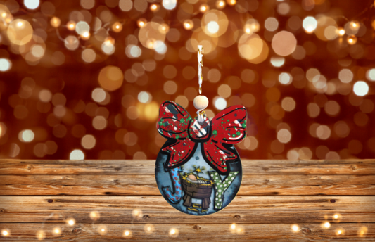 Ball with Bow Shaped Sublimated Ornament