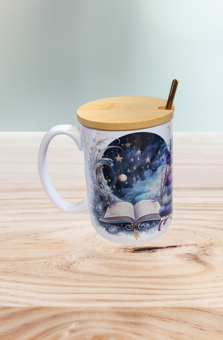 15 oz, Mug with Spoon and Lid Sublimated