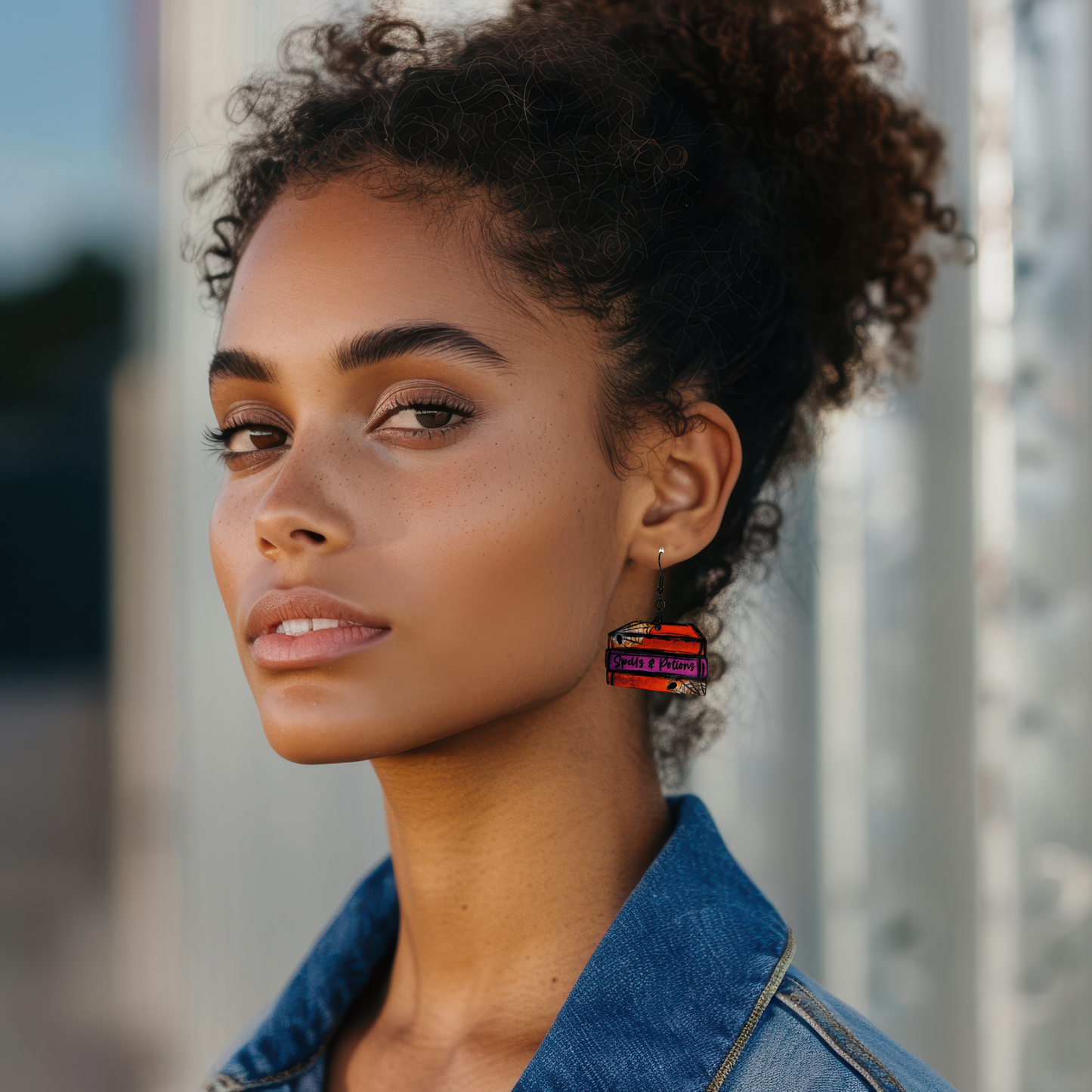 Stacked Book Shaped Sublimated Earrings 1.5 inch