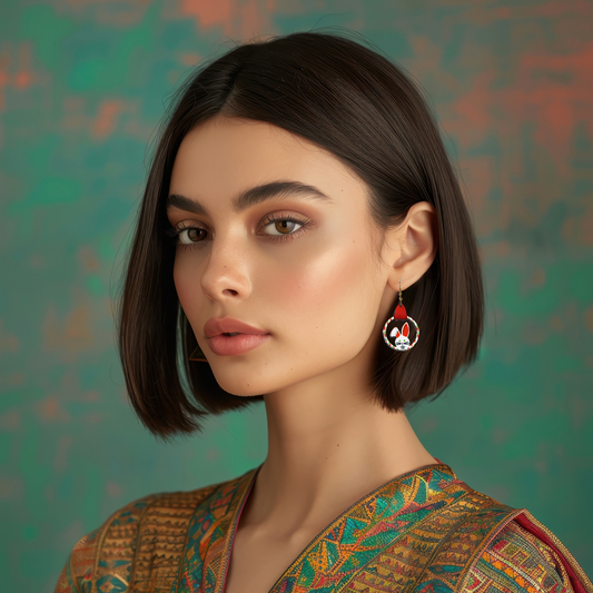 Faux Leather Bunny Round Shaped Sublimated Earrings