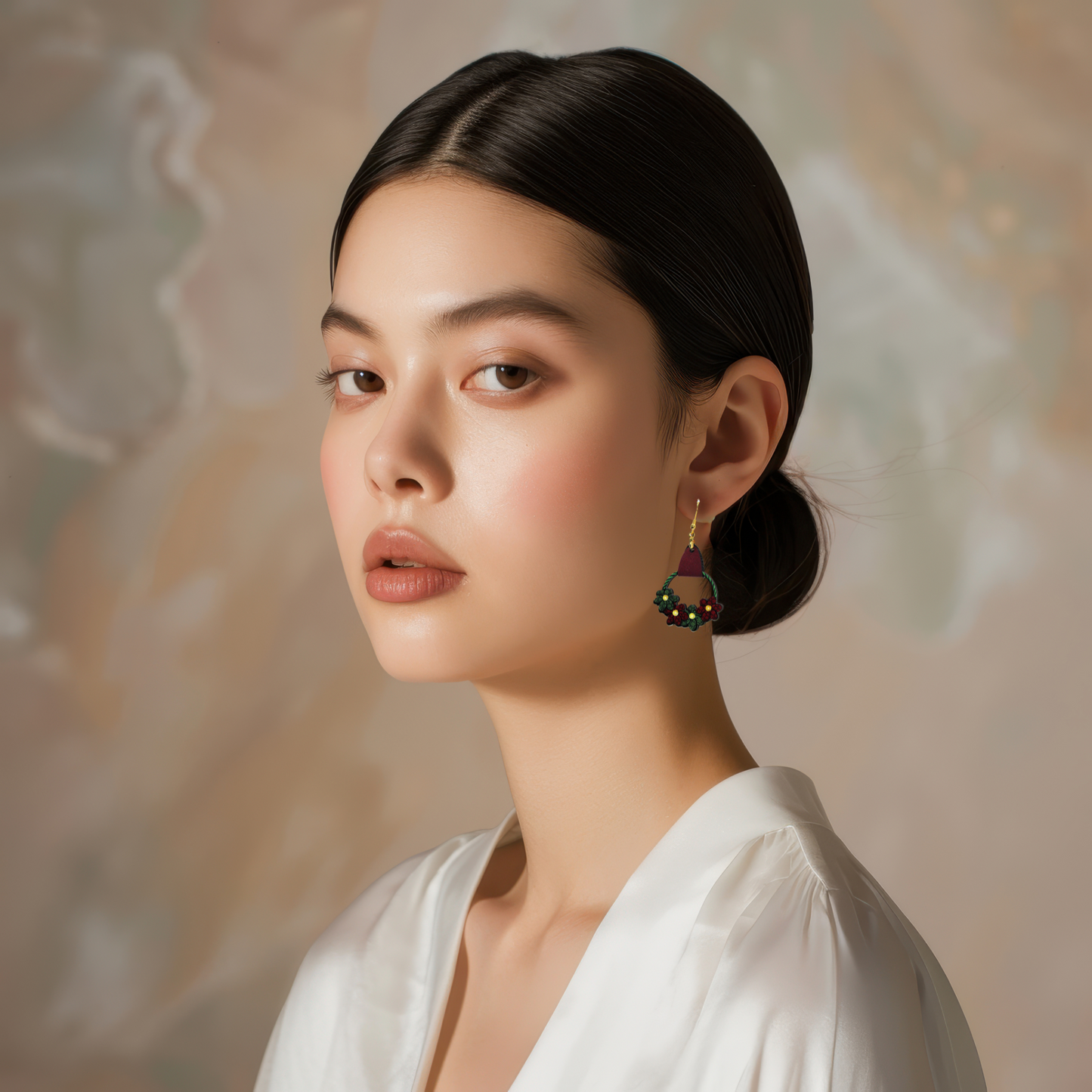 Round Flower Cluster Shaped Sublimated Earrings