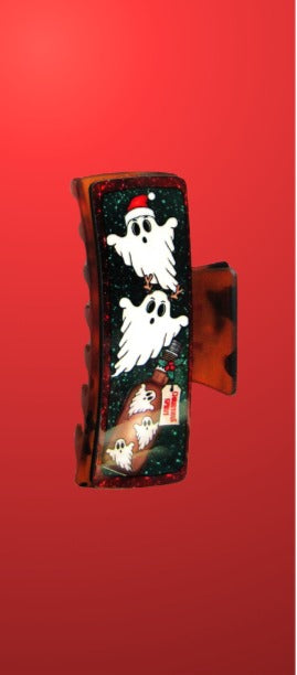 Christmas Ghosts Sublimated Hair Clips Large