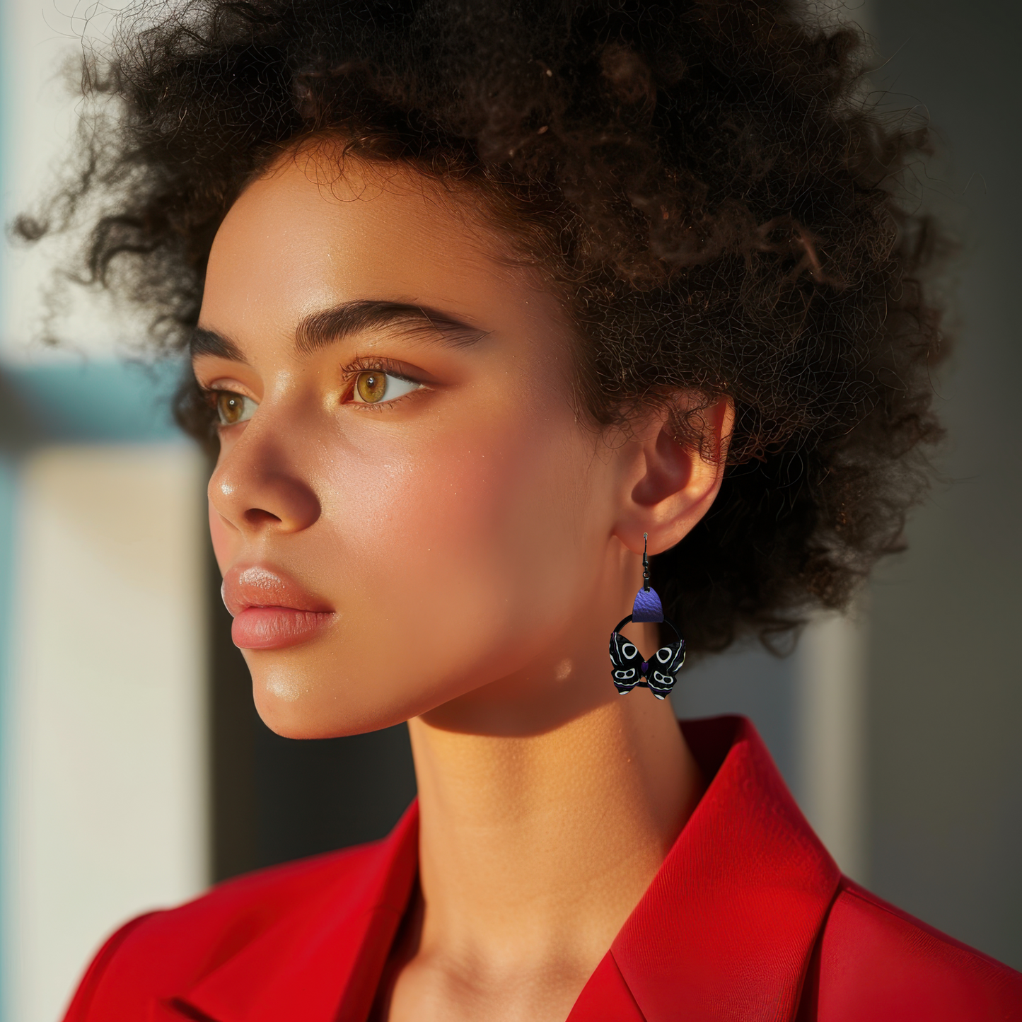 Round Butterfly Shaped Sublimated Earring