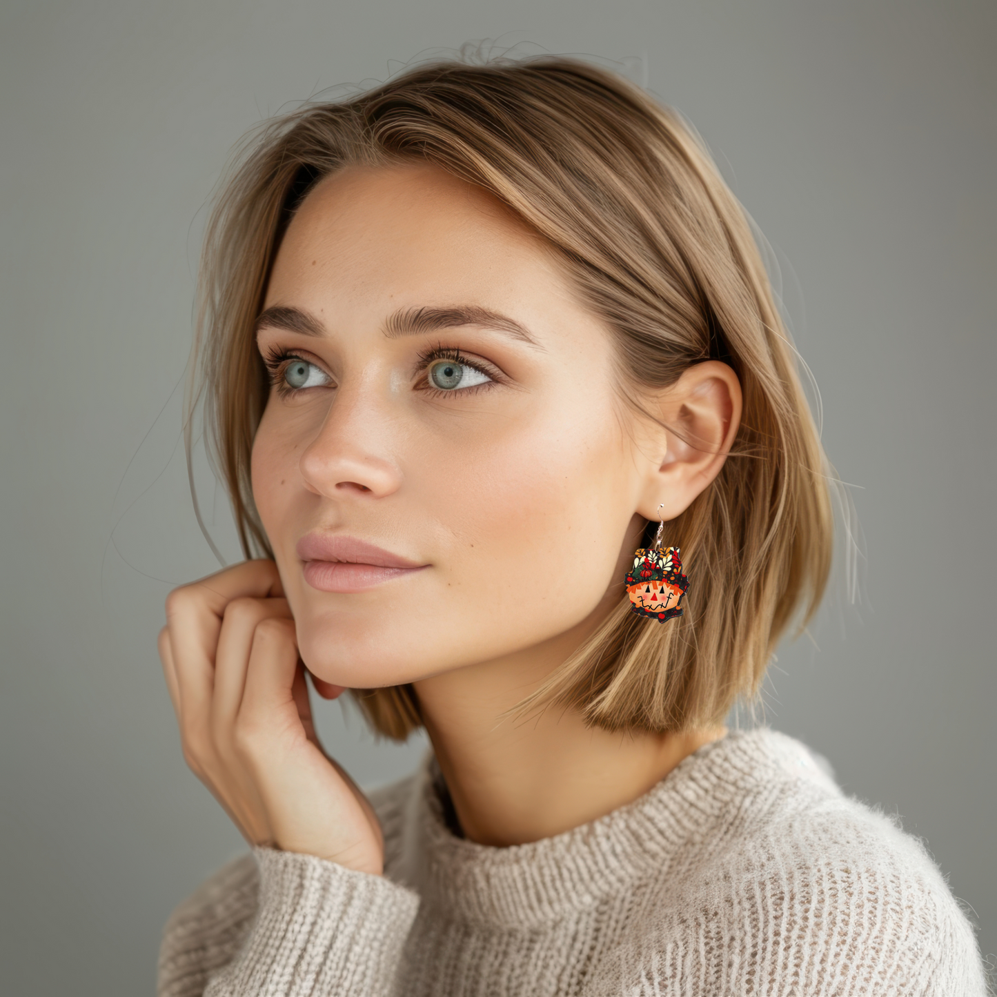 Scarecrow Head Shaped Sublimated Earrings