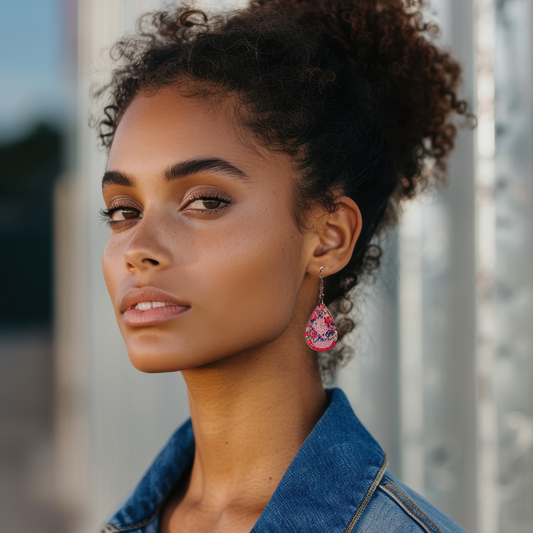 Acrylic Teardrop Shaped Sublimated Earrings