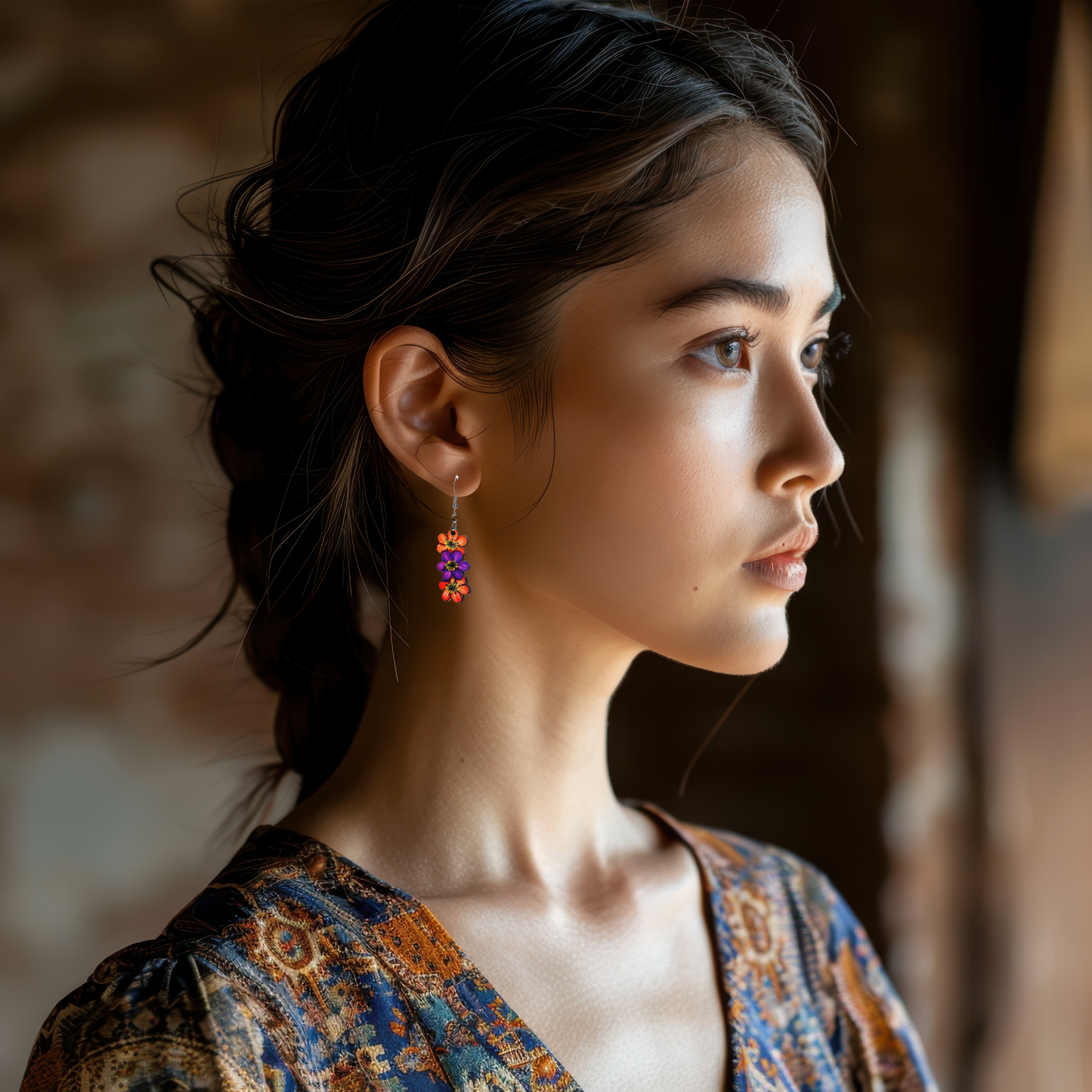 Triple Flower Shaped Sublimated Earring