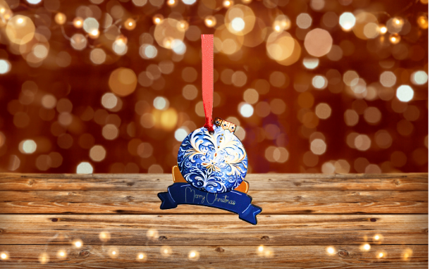 Christmas Bulb with Ribbon Shaped Sublimated Ornament