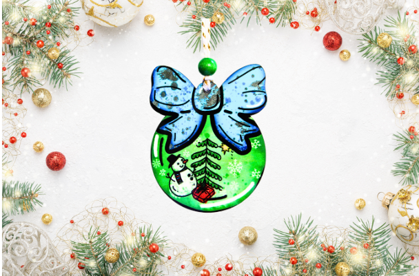 Ball with Bow Shaped Sublimated Ornament