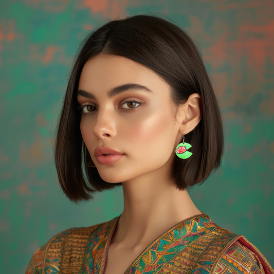 Lilypad Shaped Sublimated Earring 1 1/2 inch