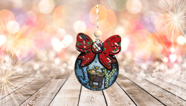 Ball with Bow Shaped Sublimated Ornament