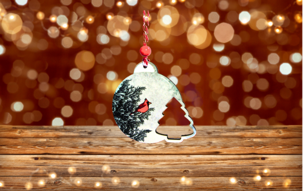 Round Bulb with Tree Shaped Sublimated Ornament