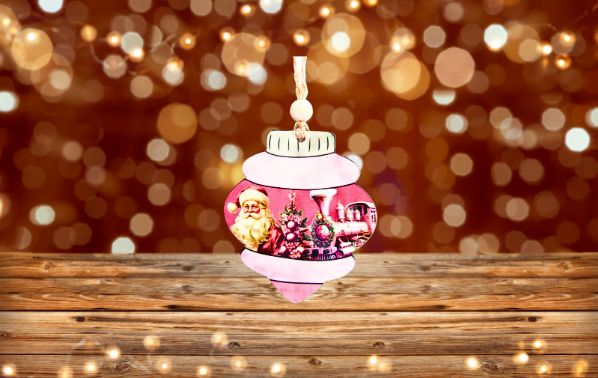 Vintage Bulb Shaped Sublimated Ornament