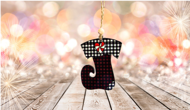 Elf Stocking Shaped Sublimated Ornament