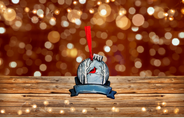 Christmas Bulb with Ribbon Shaped Sublimated Ornament