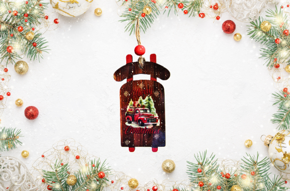 Sled Shaped Sublimated Ornament