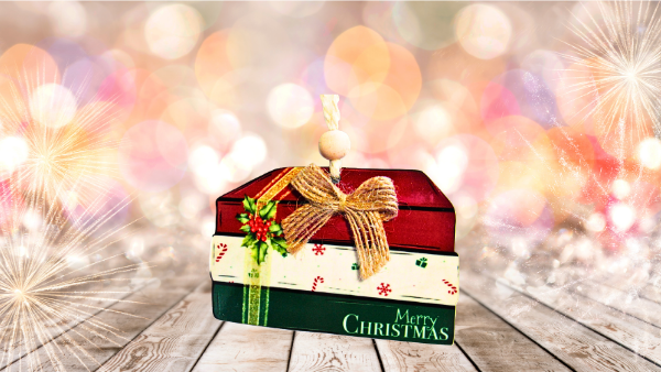 Stacked Book Shaped Sublimated Ornament