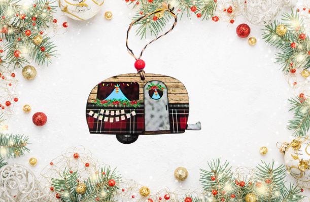 Camper Shaped Sublimated Ornaments