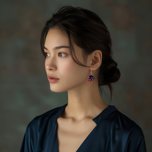 Triple Star Shaped Sublimated Earrings 1 in.