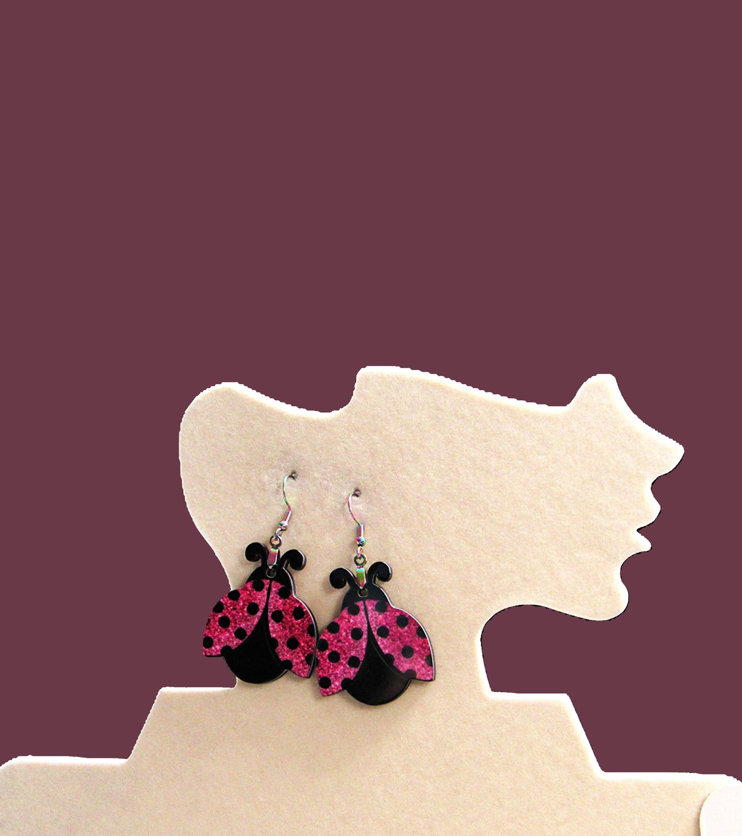 Ladybug Shaped Sublimated Earrings