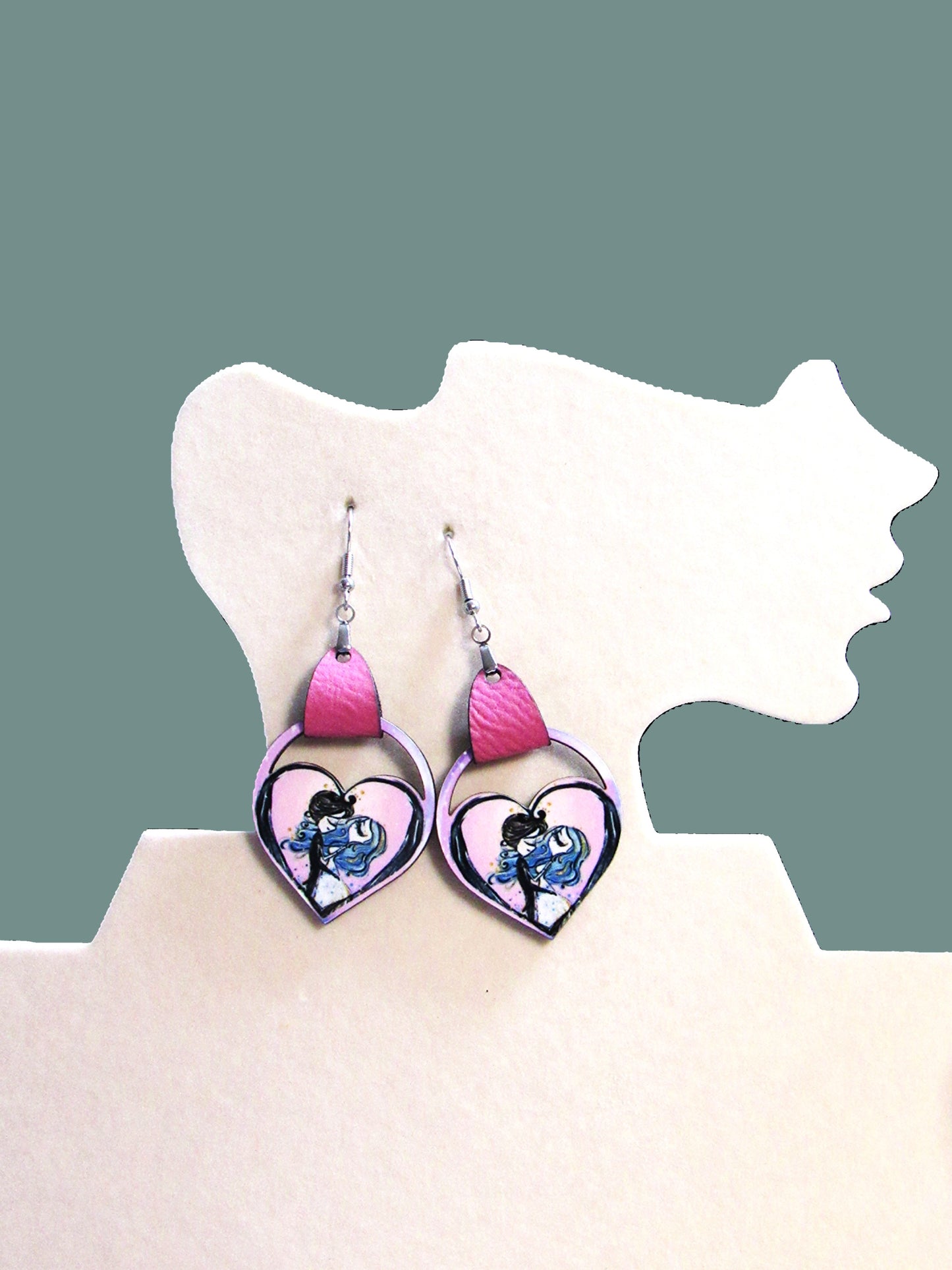 Round Heart Shaped Sublimated Earring