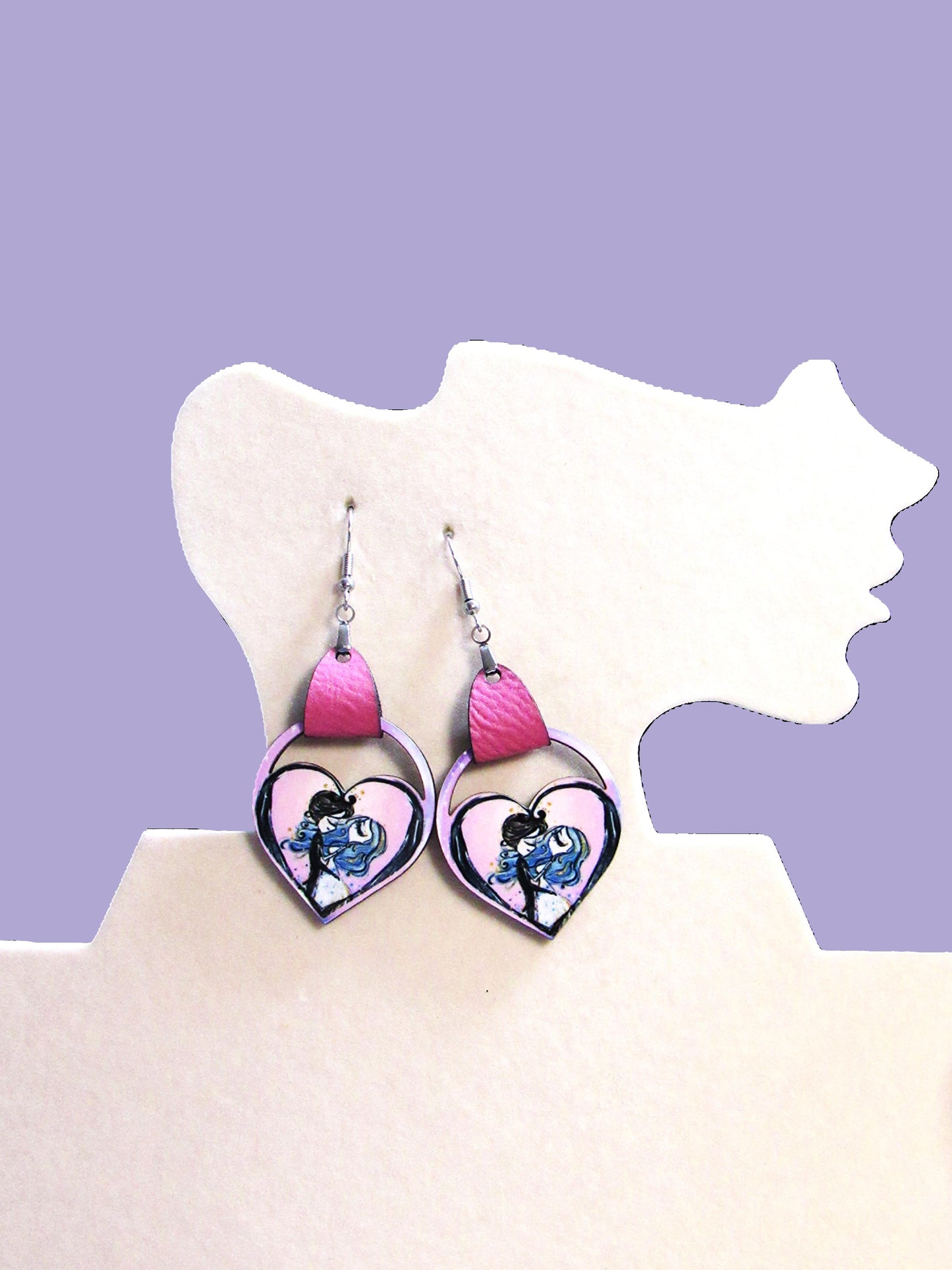 Round Heart Shaped Sublimated Earring