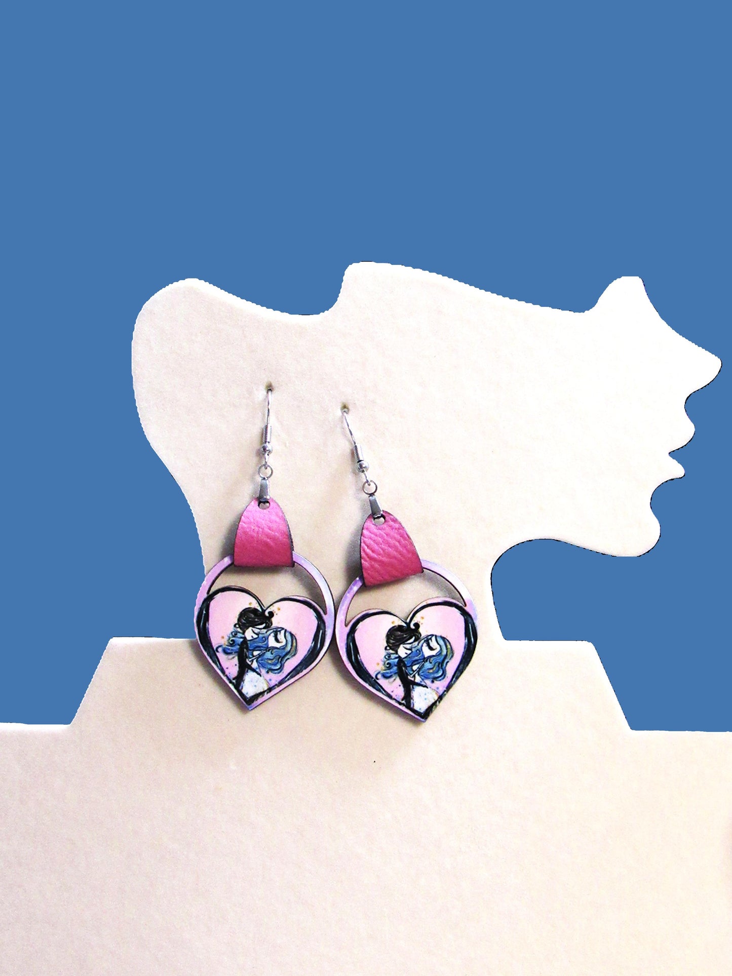 Round Heart Shaped Sublimated Earring